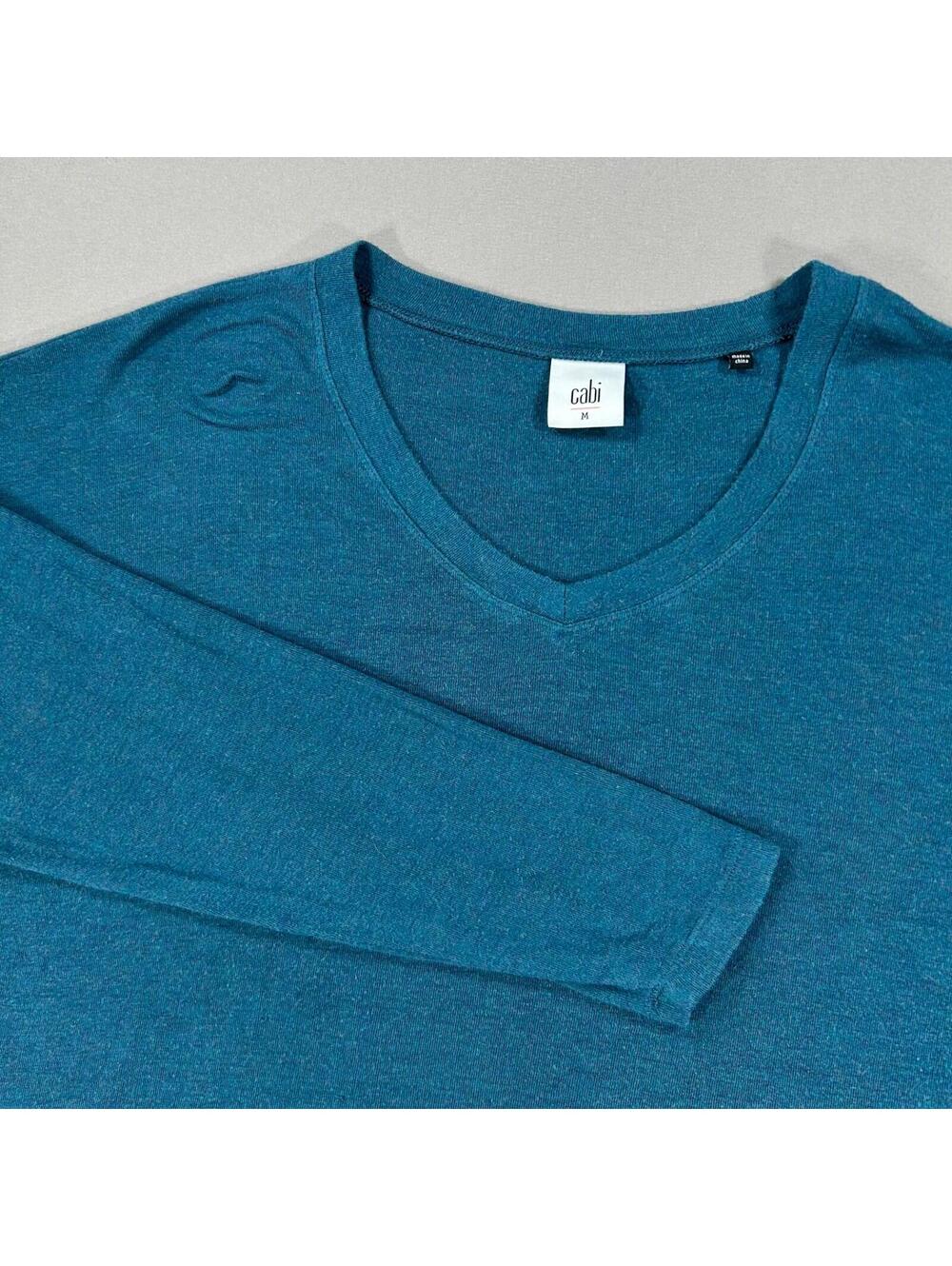 Cabi Serenity Tee Medium Teal Lightweight Knit Top Relaxed Fit Long Sleeve